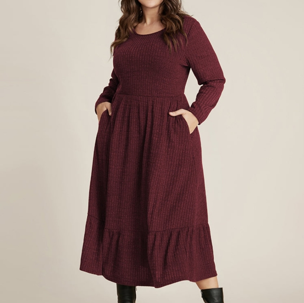 ❤️ Host Pick ❤️ Burgundy hem dress *belt not included - Picture 2 of 7